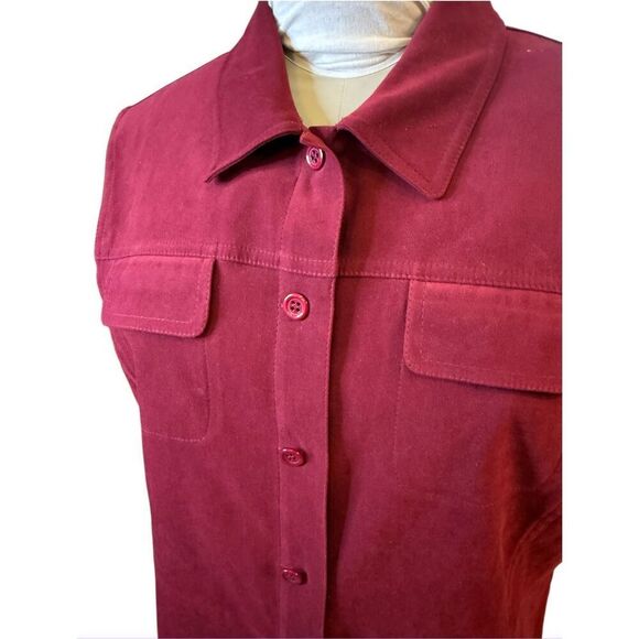 Talbots Vintage Red Micro Suede Stretch Button Down Vest Sz. L 1990’s Y2K - Picture 4 of 8
